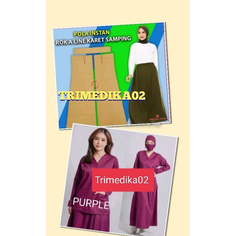 Baju Ok Rok / Baju OK stelan Rok lengan panjang warna purple/ maganta