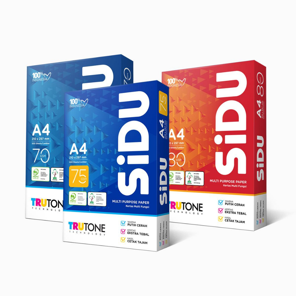 

Kertas HVS A4 Sidu 1 RIm (500Sheets) 70gsm | 80gsm