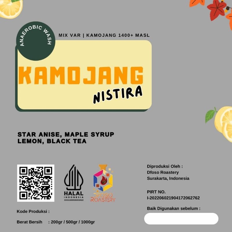 

Kamojang Nistira Double Anaerobic Wash 200gr