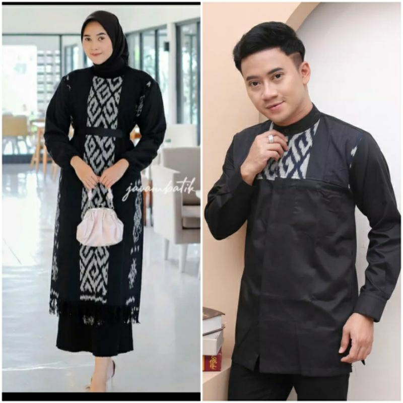 Baju Couple Tenun - Couple Pasangan - Dres Tenun - Kemeja Tenun Mix Kain Toyobo