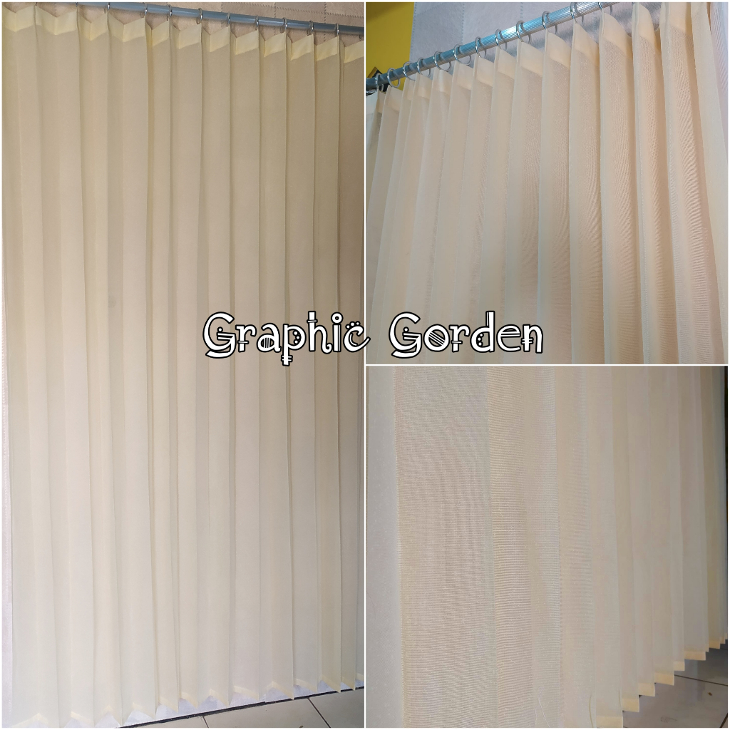 Gorden Vitrase Polos Transparan Cream Motif Salju Tirai Siang Daleman Gorden