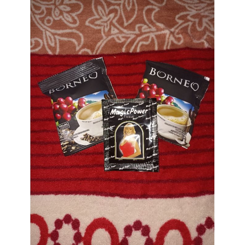 

kopi borneo 2 sachet bonus tissu magic