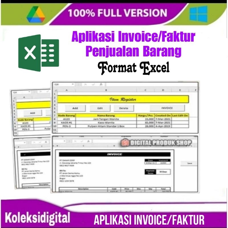 Aplikasi Invoice/Faktur Penjualan Otomatis Excel
