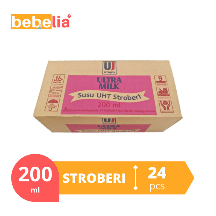 

Ultra Milk Susu UHT Stroberi 200 ml isi 24 pcs