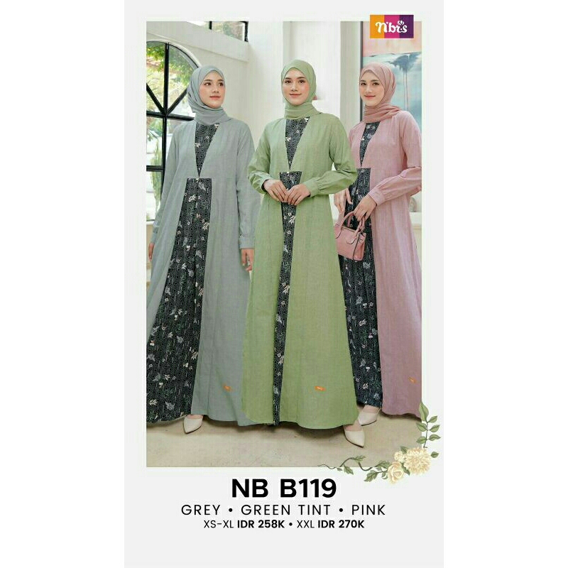 GAMIS KATUN WANITA NB B119 ORIGINAL NIBRAS FASHION DRESS BAJU BUSANA MUSLIM DEWASA BUSUI BAHAN COTTO