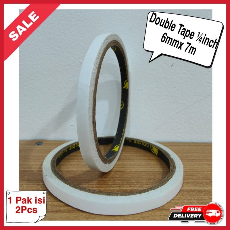 

DOUBLE TAPE ¼ INCH 6MM X 7 METER / DOUBLE TAPE SEPEREMPAT INCH