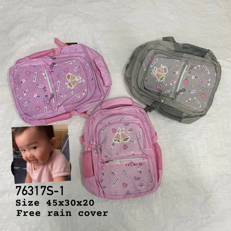 Tas ransel sekolah anak perempuan silver girl
