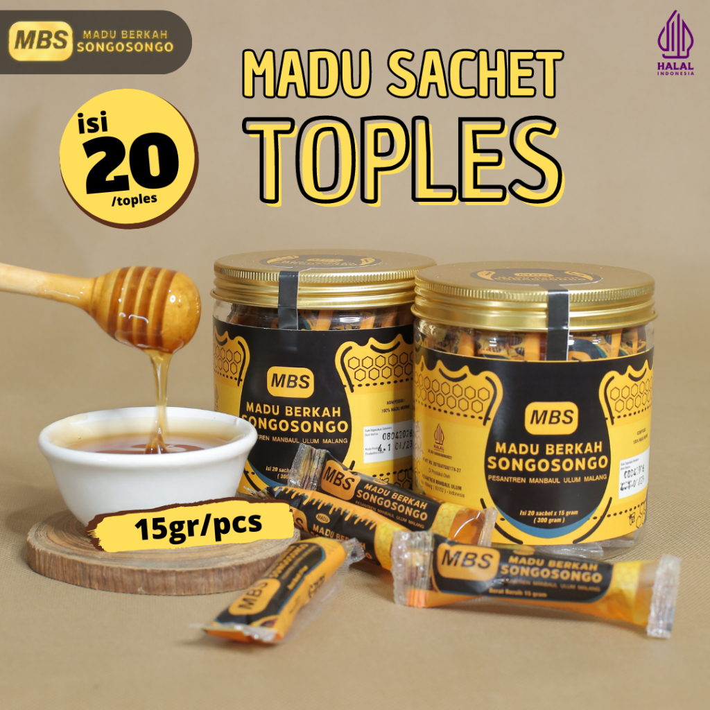 

Madu MBS Toples Isi 20 Sachet - Madu Murni - Madu Sachet - Madu Stik - Cemilan Sehat - Halal