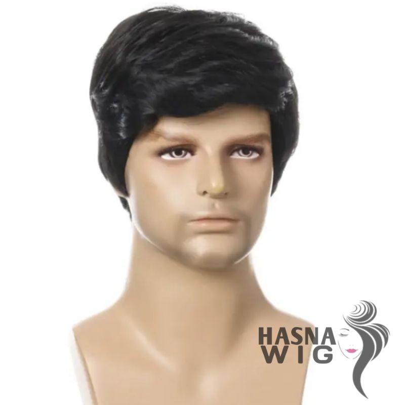Wig Rambut Pendek Pria Belahan Samping Versi Pria Eropa