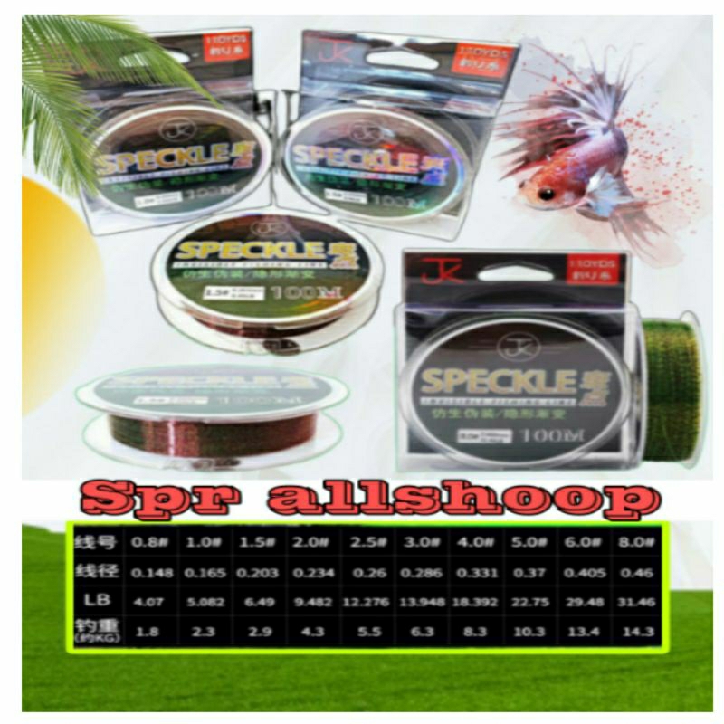 SENAR SPECKLE//SENAR BUNGLON//SENAR KAMUFLASE//SENAR UNTUK MENGELABUI IKAN