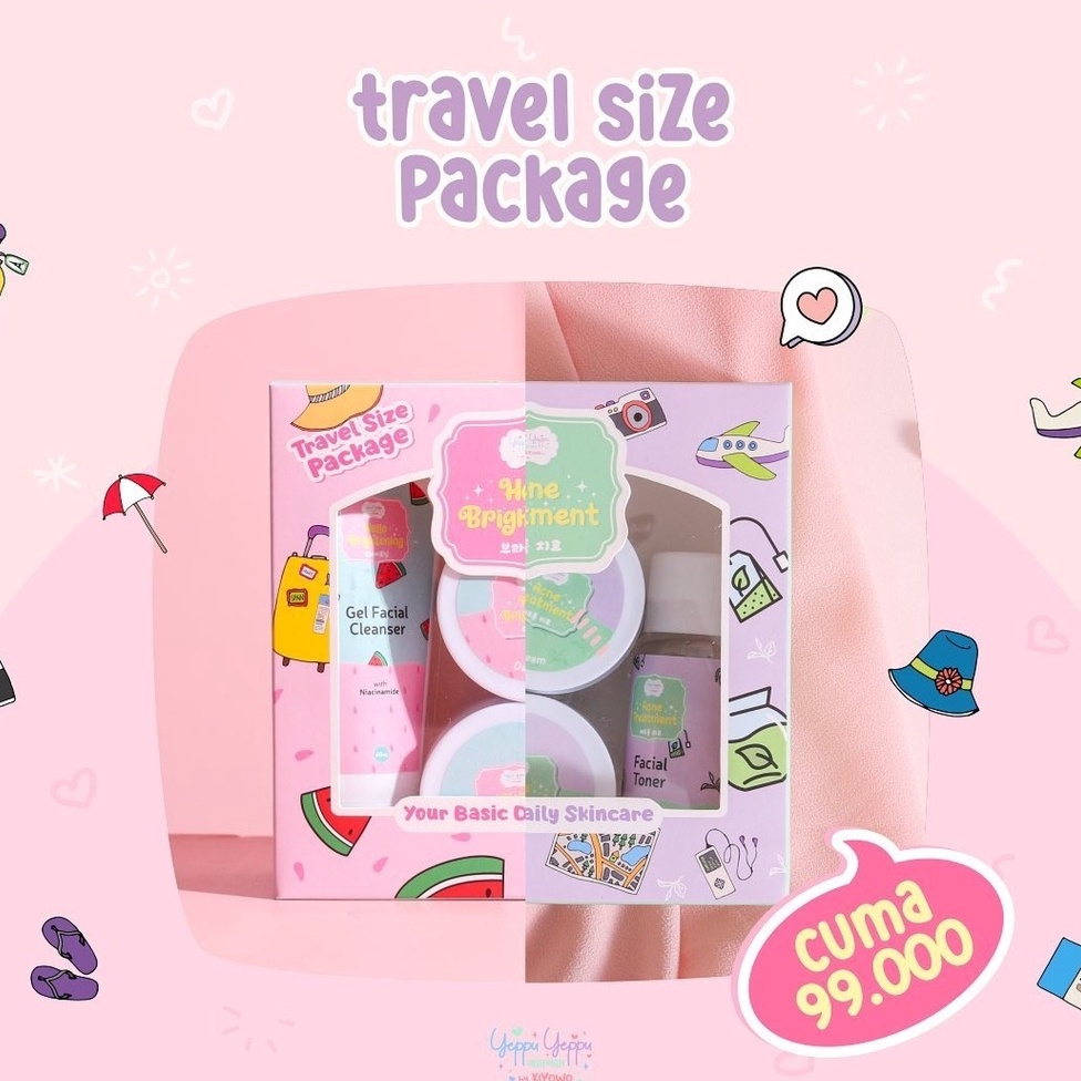 Paket Skincare Yeppu-Yeppu By Kiyowo Travel Size BPOM Halal Paket Skincare Acne Treatment Dan Hello 