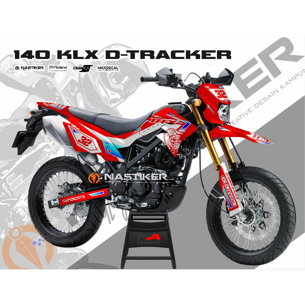 DECAL DTRACKER MERAH - DECAL KLX D-TRACKER FULL BODY MERAH HOLOGRAM