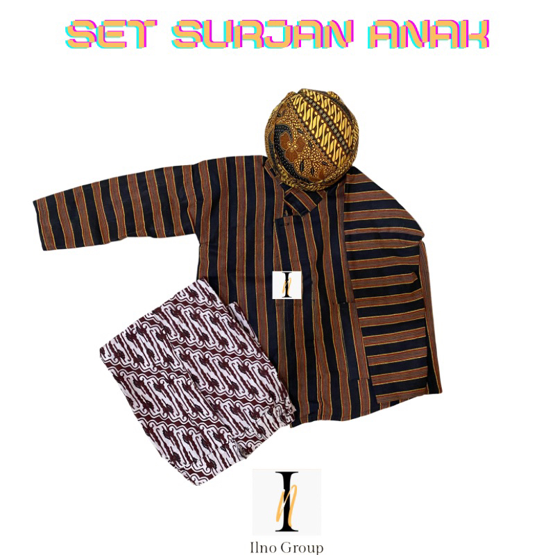 Setelan Surjan Lurik Anak Blangkon|Surjan lurik anak set