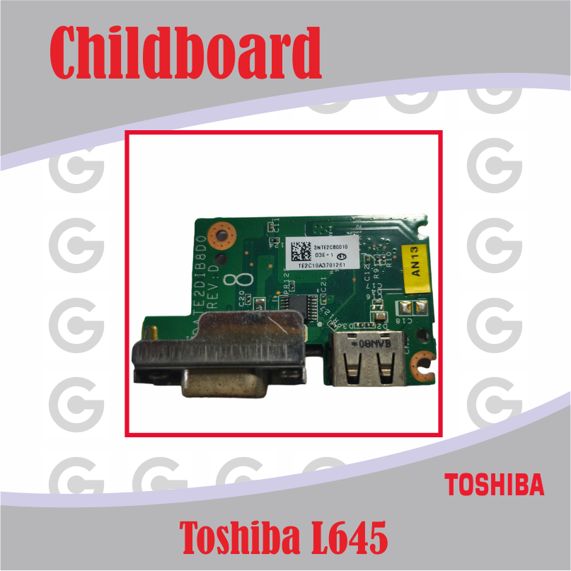 childboard VGA dan USB laptop Toshiba L645 DATE2DIB8DO REV : D CB-TO-L645-1