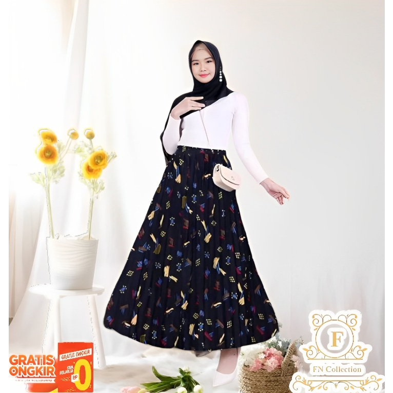 FN ROK PLISKET BAHAN HYGET PREMIUM YEJIN FIT TO ALLSIZE PNJG 90CM