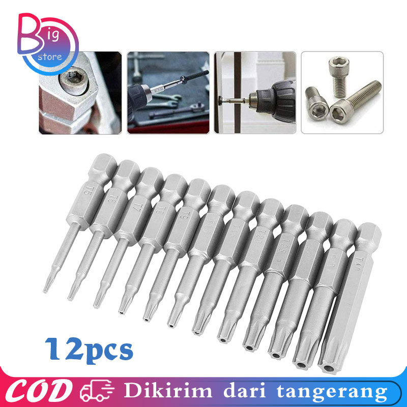 Mata Obeng Torx 12pcs Mata Obeng Kunci Bintang Hex Torx T5-T40 Obeng Bintang Set Untuk Alat Pertukan