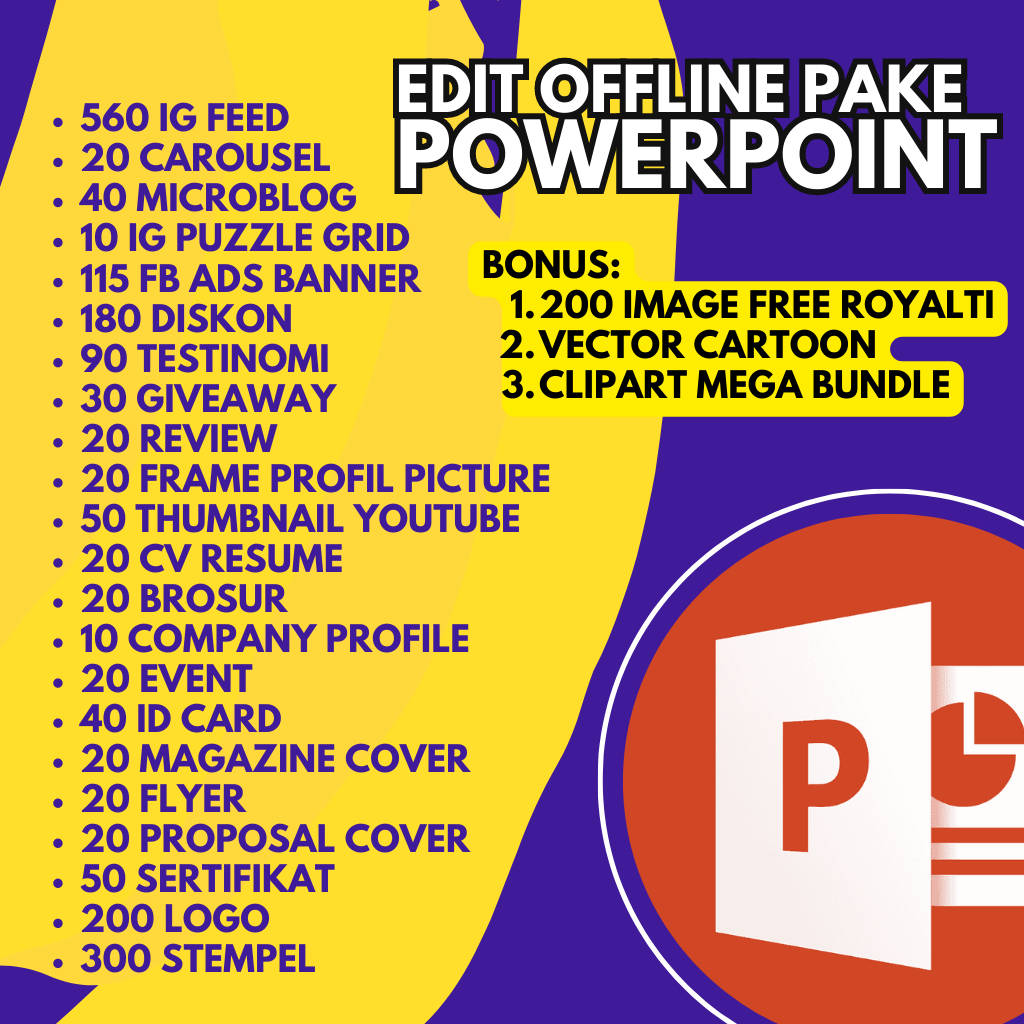 

Template Desain Marketing (IG, FB, Thumbnail, Feeds, Ads, dll) 2200+ Paket Lengkap PPT