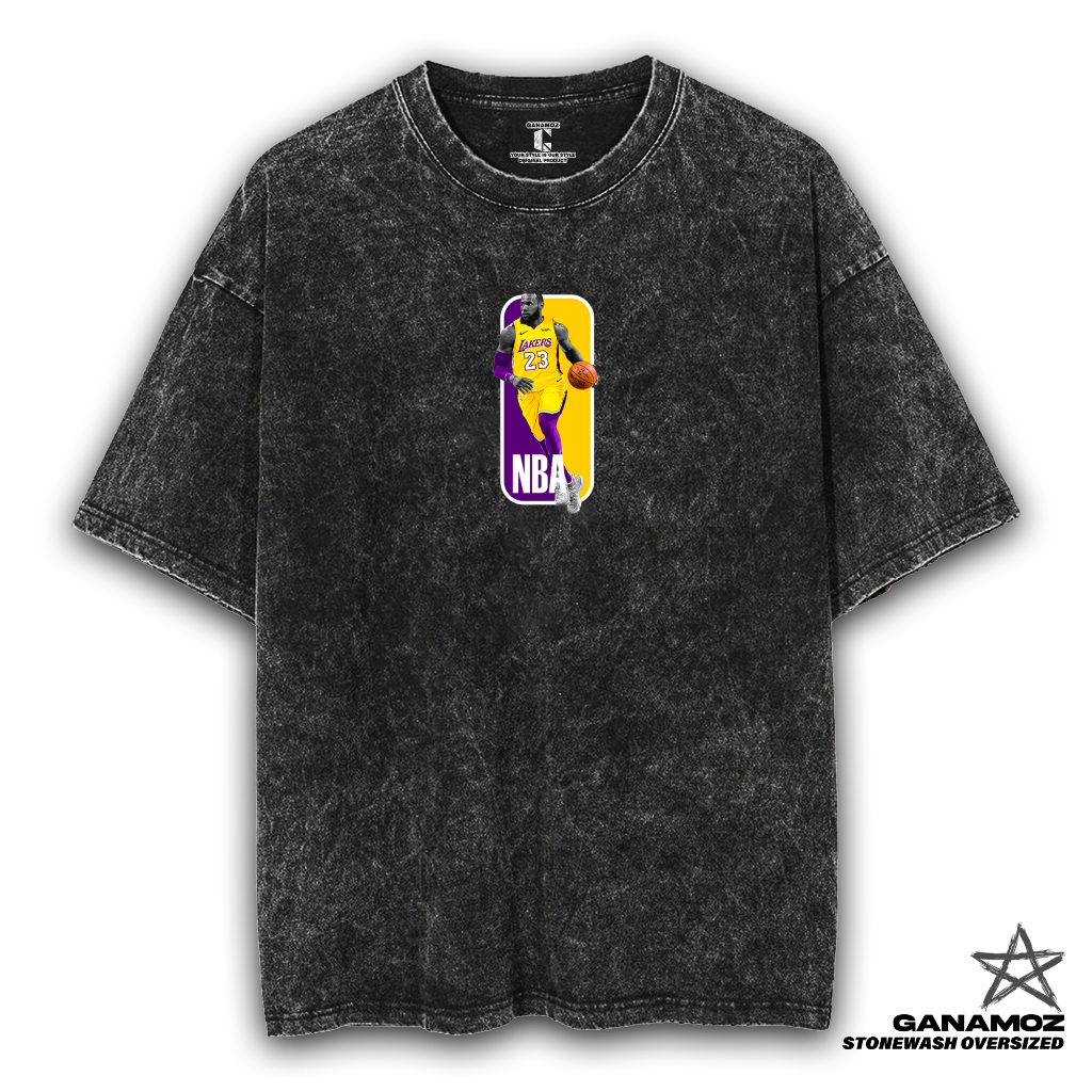 GANAMOZ Kaos Basket LEBRON JAMES CLASSIC Lakers Stone Wash Oversize T-shirt | Kaos Oversize Wanita |