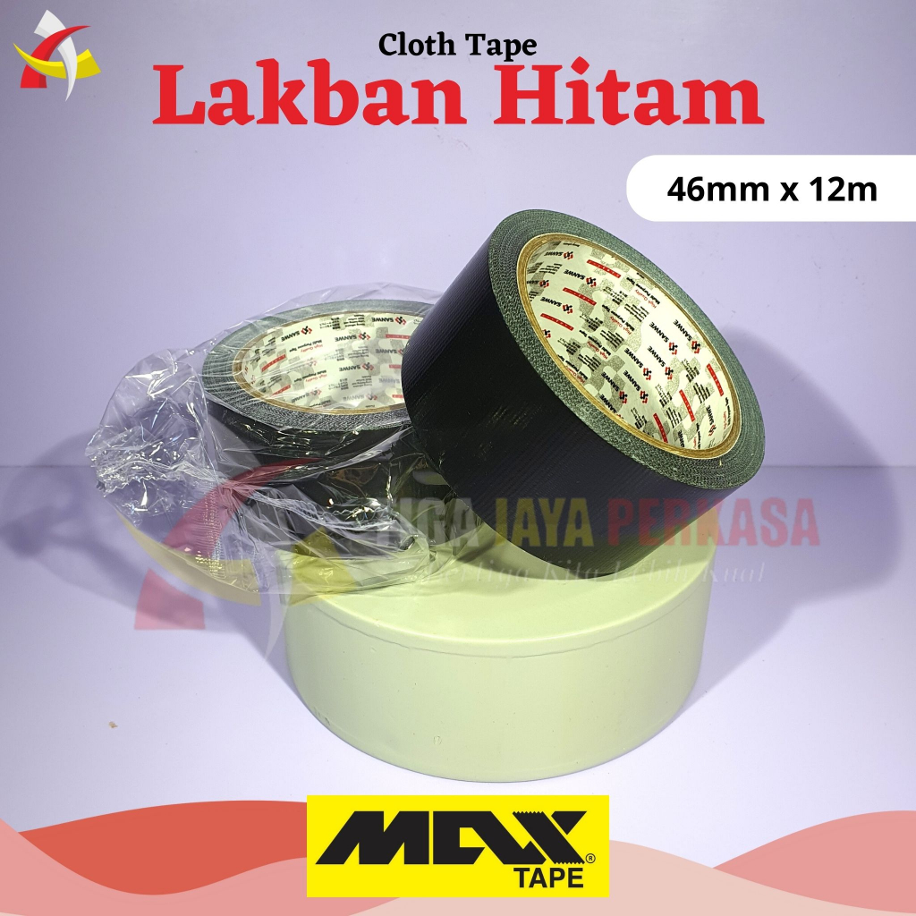 

Cloth Tape 46mm 12m Max Tape Lakban Kain Hitam Perekat Kabel