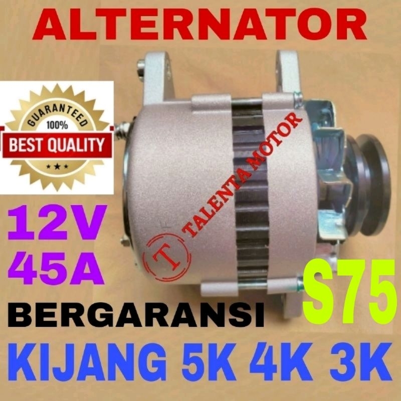 45AH. BERGARANSI. ALTERNATOR HIJET 1000 S75 + KIJANG SUPER 5K 4K 3K KF20 KF10 DINAMO AMPERE AMPER
