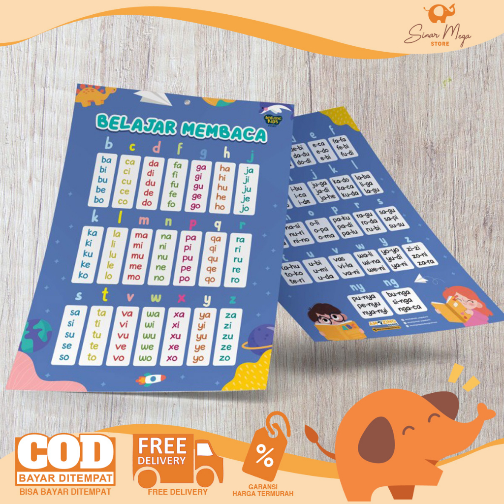 

AMAZING Poster Belajar Membaca / Poster Edukasi Anak (2 in 1 Poster)