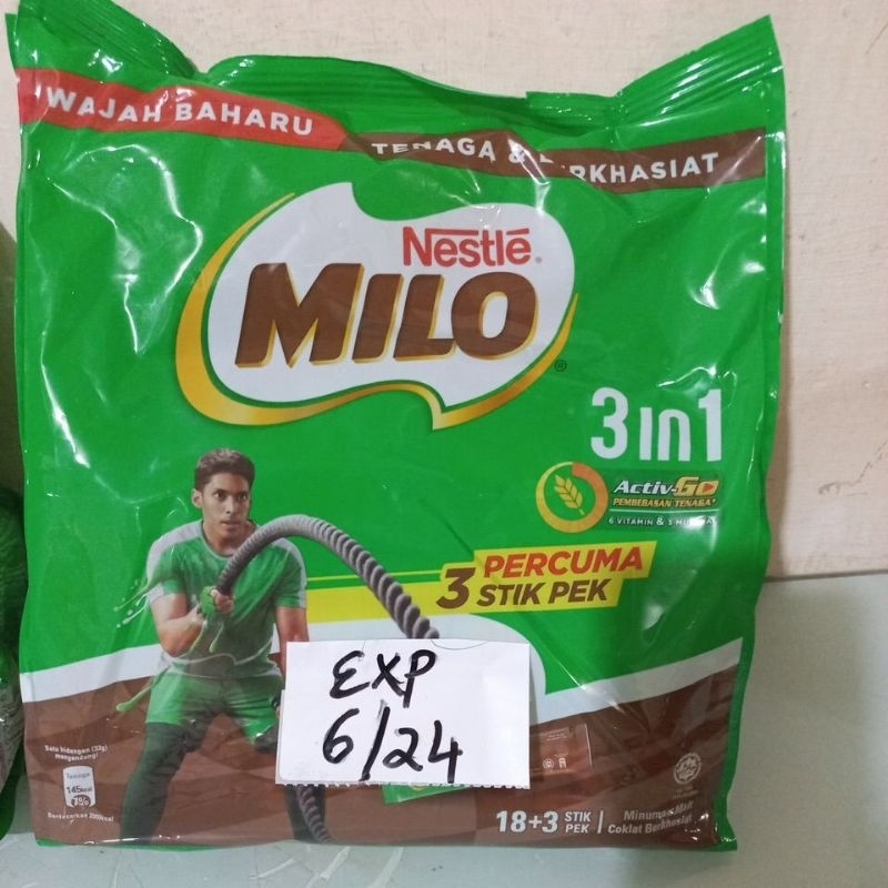 MILO MALAYSIA 3 in 1 (21stik)  MILO 3in1 NEW PACKING