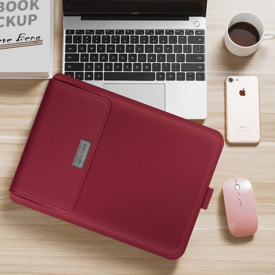 MH - Sarung Macbook Kulit + Stand Premium Leather Laptop Sleeve LE1301