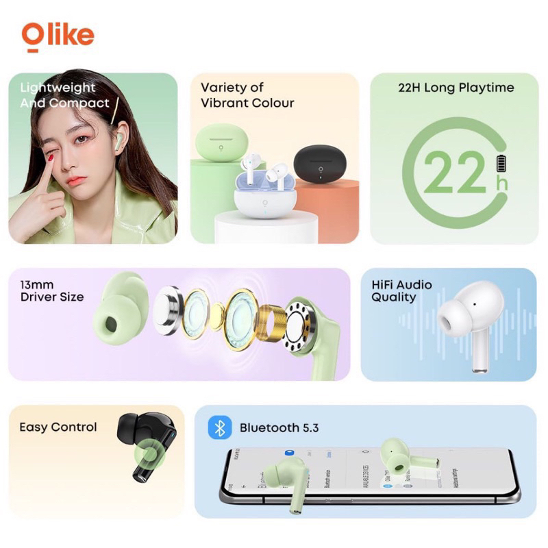 OLIKE T112 TRUE WIRELESS BLUETOOTH EARPHONE EARBUDS TWS - GARANSI 1 TAHUN