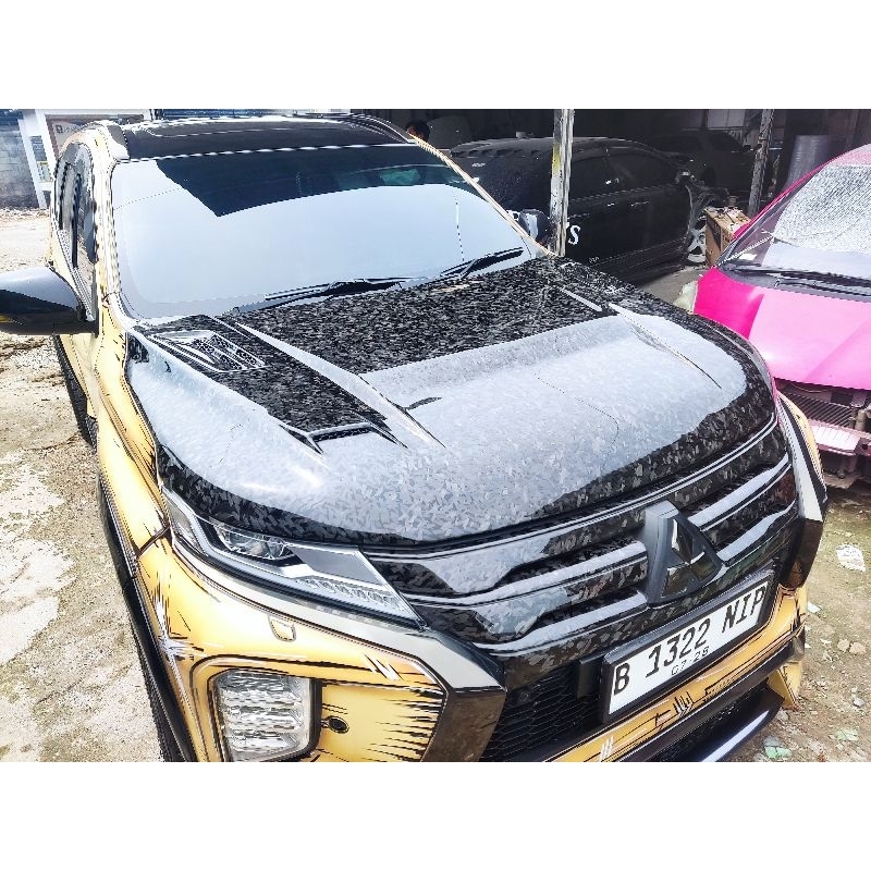 kap mesin pajero sport 2021-2023 carbon