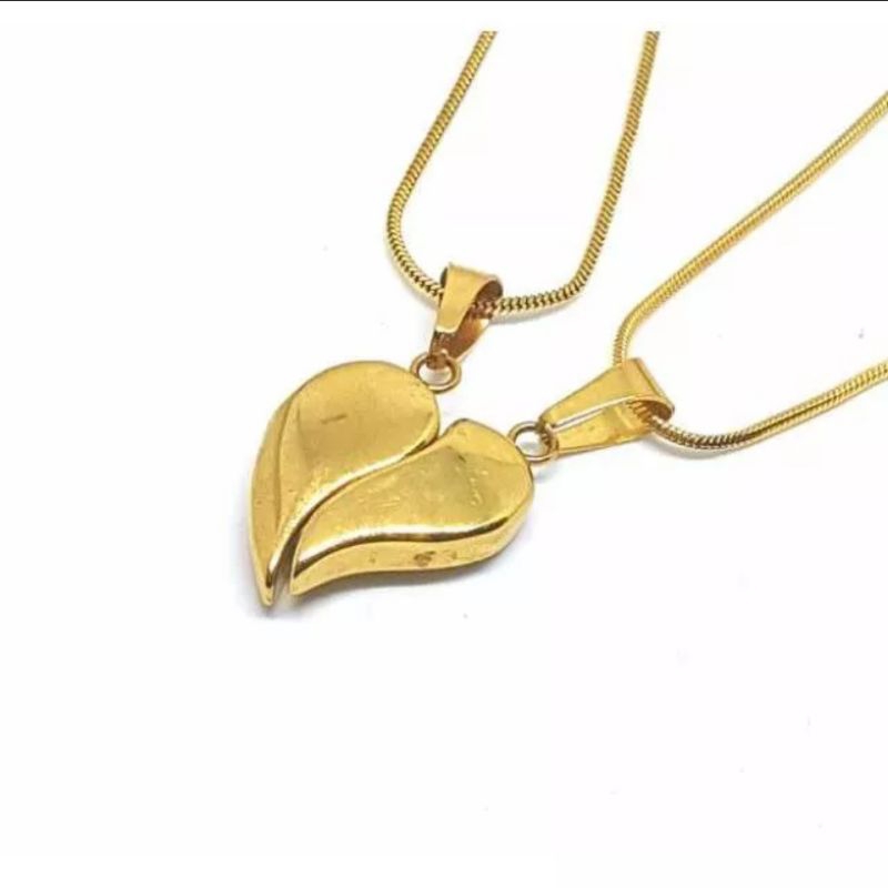 Kalung Rantai Liontin Love Titanium (2 KALUNG / 1 SET) Terbaru anti karat