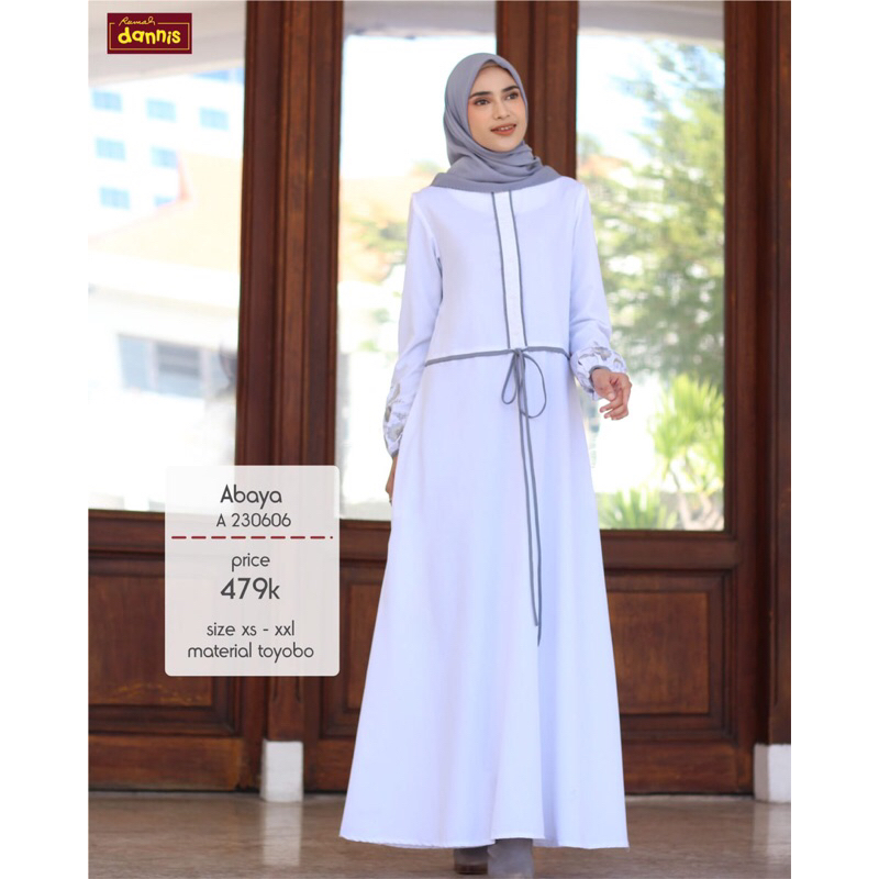 Abaya dannis putih ihrom terbaru bahan adem lembut discon special