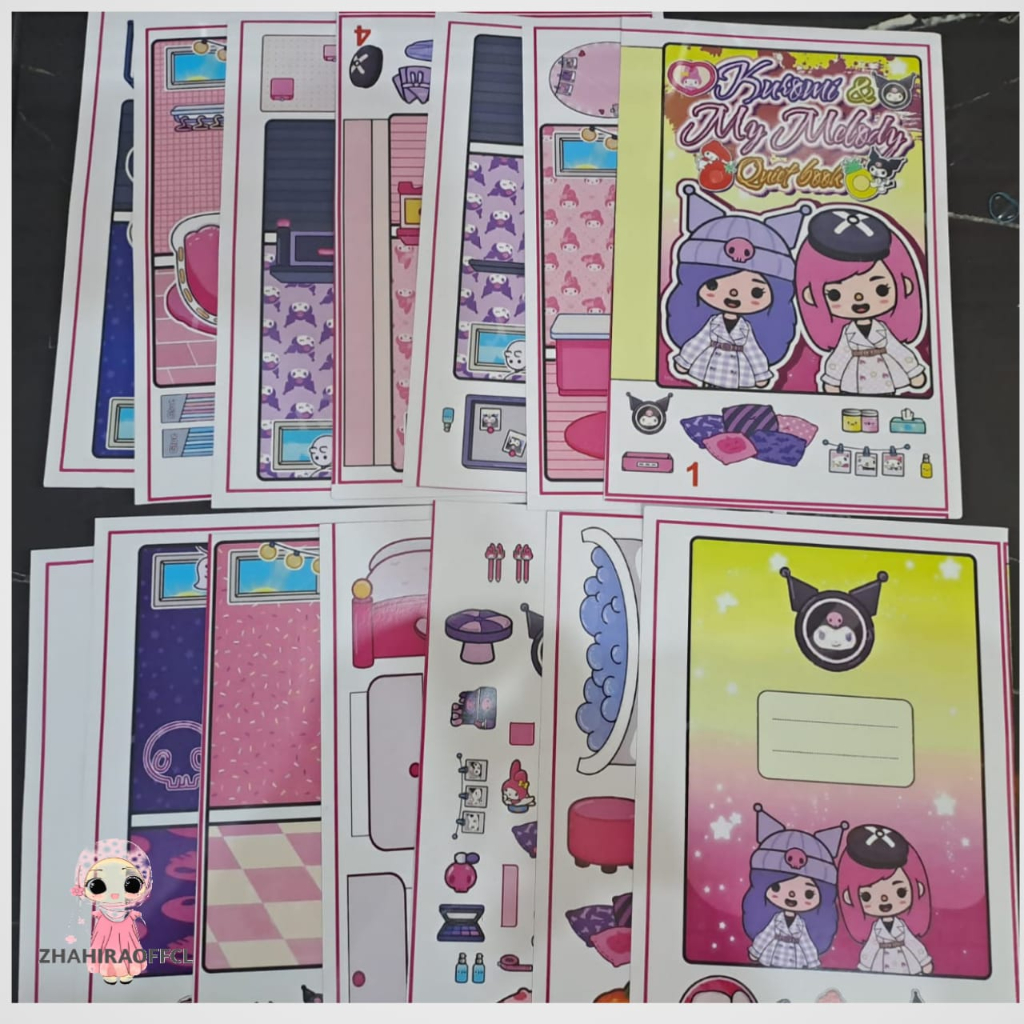 mainan anak perempuan TOCA BOCA KUROMY MY MELODY QUIET BOOK PAPER DOLL BONGKAR PASANG BONEKA KERTAS