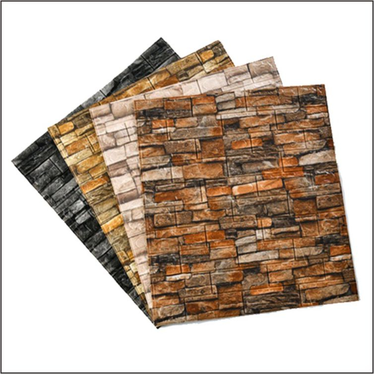 De'Core Wallpaper Dinding Foam 3D Motif Batu Bata Alam Timbul Wallpaper Foam Dinding Stiker Dinding