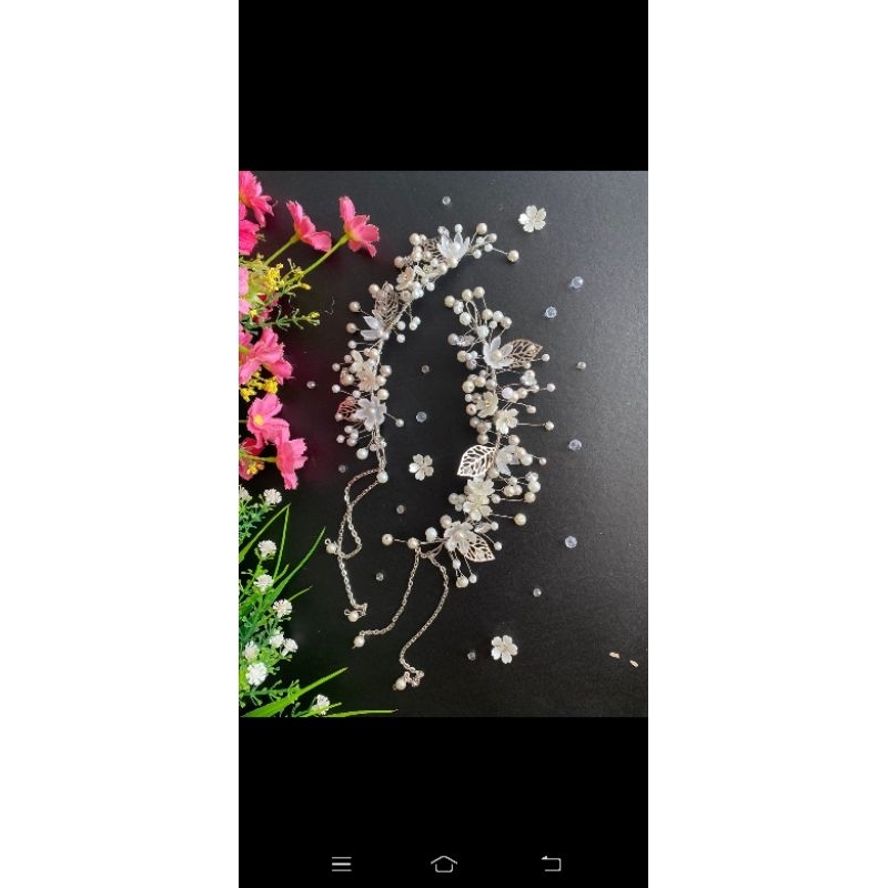 Headpiece wedding / crown hijab / mahkota mutiara pengantin /bando mutiara pengantin
