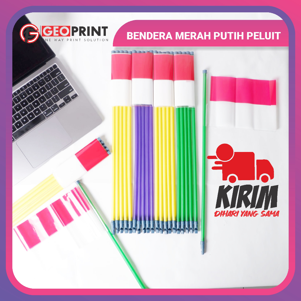 ISI 10 BENDERA MERAH PUTIH PLASTIK GAGANG PELUIT | BENDERA 17 AGUSTUS | BENDERA MERAH PUTIH STIK PEL