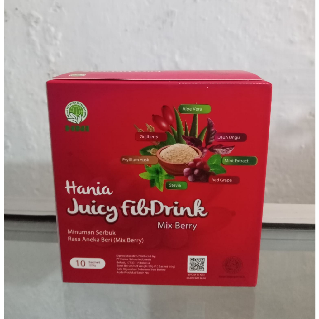 Hania Juicy Fibdrink isi 10 saset HNI - HPAI minuman herbal fiber kaya serat alami