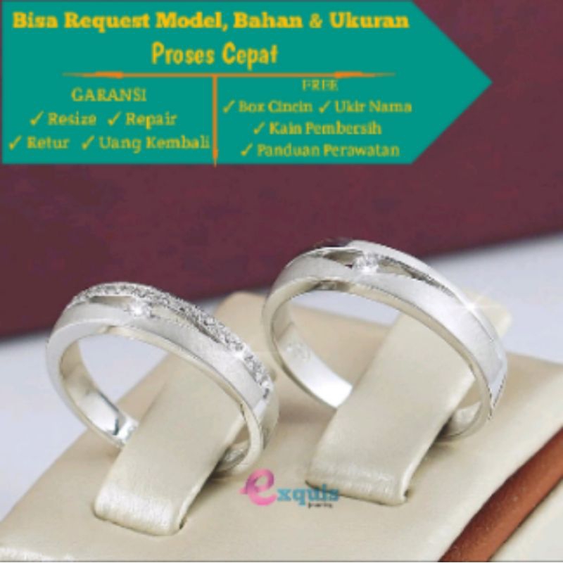 Cincin Kawin Tunangan Nikah Couple Emas Putih - 114