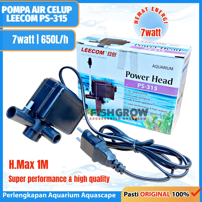 LEECOM PS315 POMPA AIR CELUP POWER HEAD AQUARIUM AQUASCAPE 7WATT