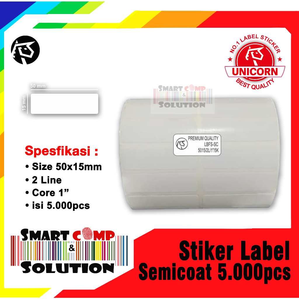 

Kertas Label Barcode Semicoated 50x15mm 3Line Isi 5000pcs