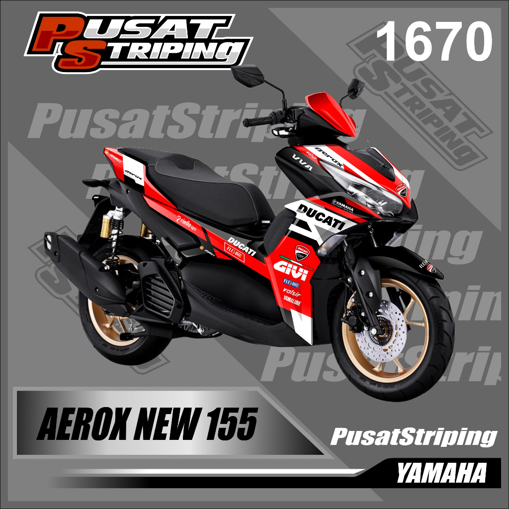 Decal Motor AEROX NEW 155- Sticker Bisa COD - Decal LIst Variasi Desain Motif Ducati
