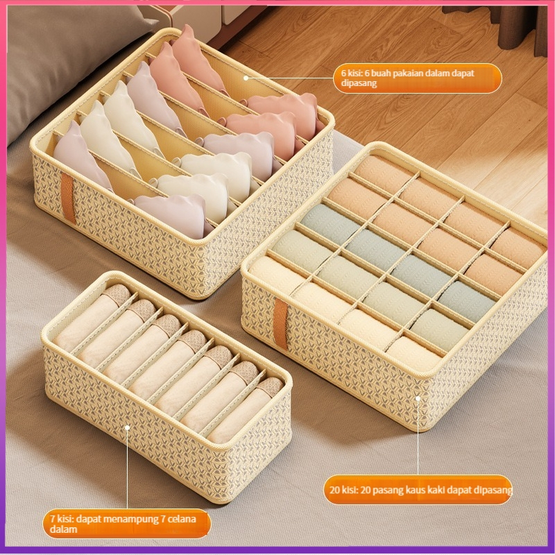 	 foldable storage box kontener box kotak penyimpanan tempat penyimpanan serbaguna tempat kaos kaki kotak penyimpanan box underware	