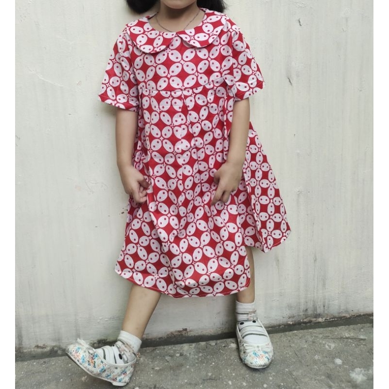dress batik anak model kawung, batik anak modern