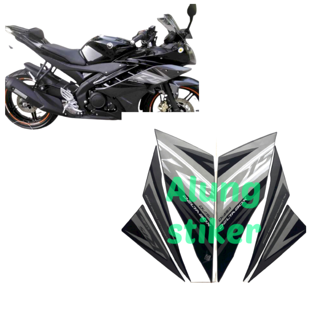 STIKER STRIPING LIS LES BODY MOTOR YAMAHA R15 2014 HITAM STANDAR