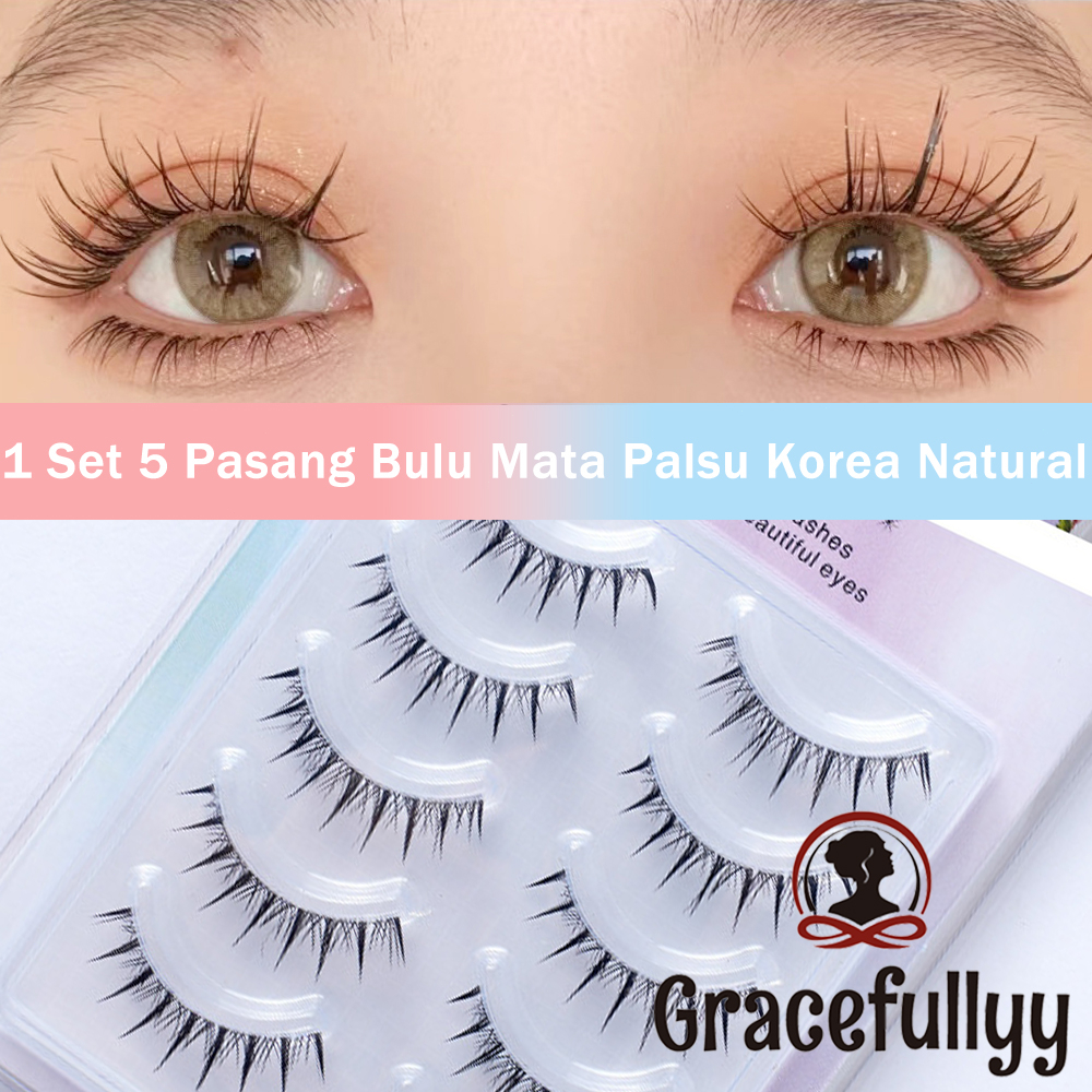 [COD]1 Set 5 Pasang Bulu Mata Palsu Korea Natural Soft False Eyelashes/ Bulu Mata Palsu Natural/ Bul