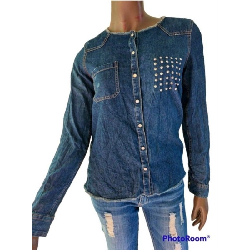 preloved branded Zara shirt denim Zara chambray kemeja jeans