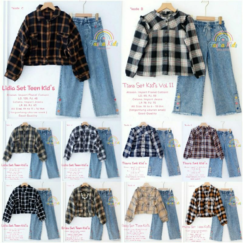 ninand.id Setelan Anak FLANEL IMPORT Ceria 7-11 tahun ALUKA USIA 11-16 thn // DINDA ELIANA TANIA USI