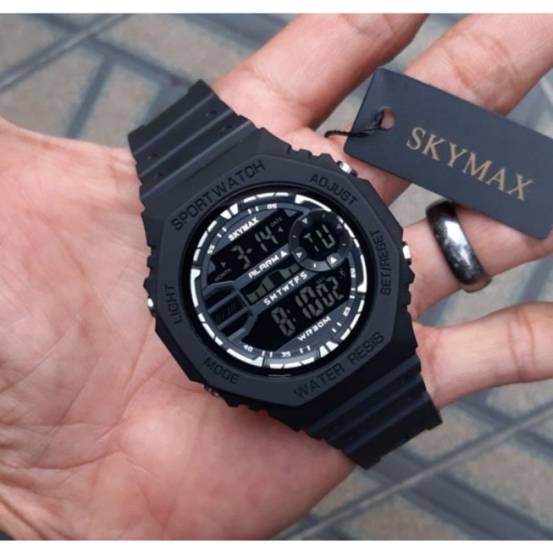 Skymax 2023 Jam Tangan Digital Pria Original Tali Karet Water Resist