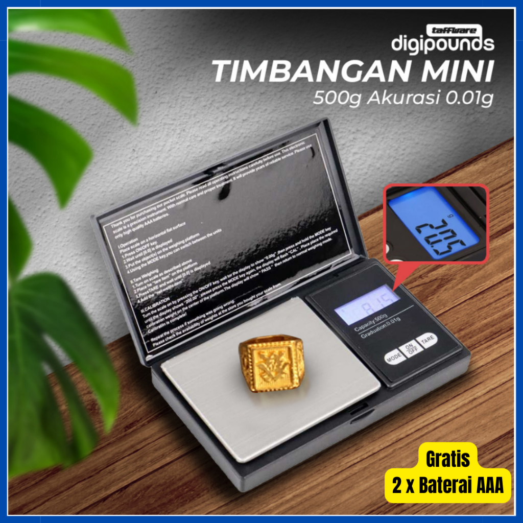Timbangan Emas Perhiasan akurasi  0,01 - Timbangan Pocket Digital Akurat Taffware Digipounds
