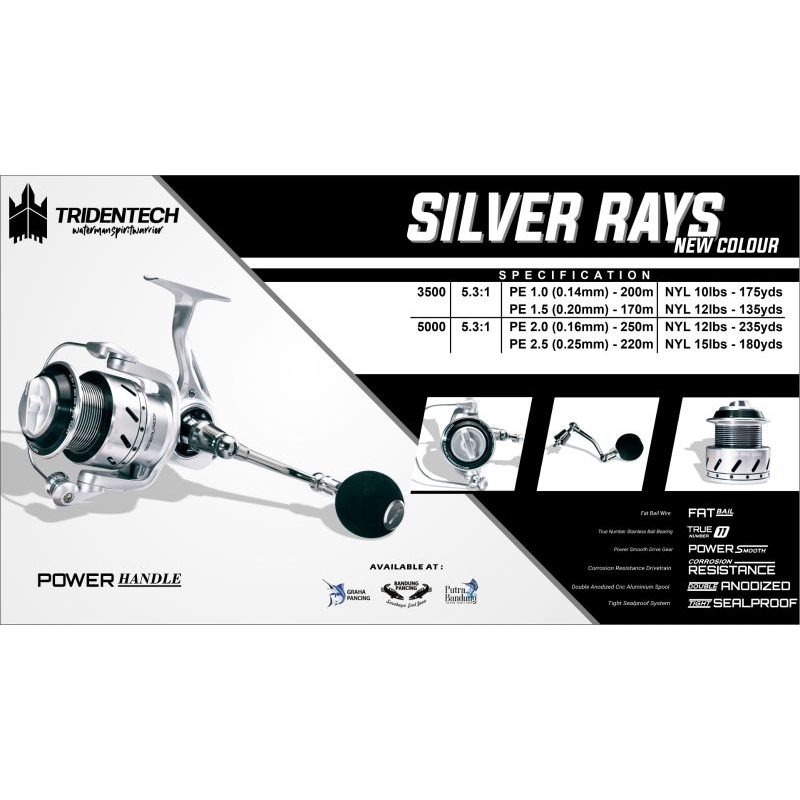 Reel TRIDENTECH SILVER RAYS 3500- NEW COLOUR (POWER HANDLE)