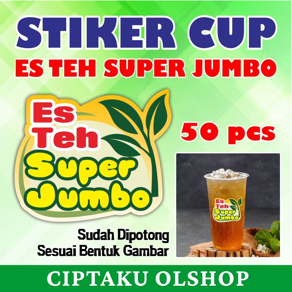 

stiker label cup minuman es teh super jumbo